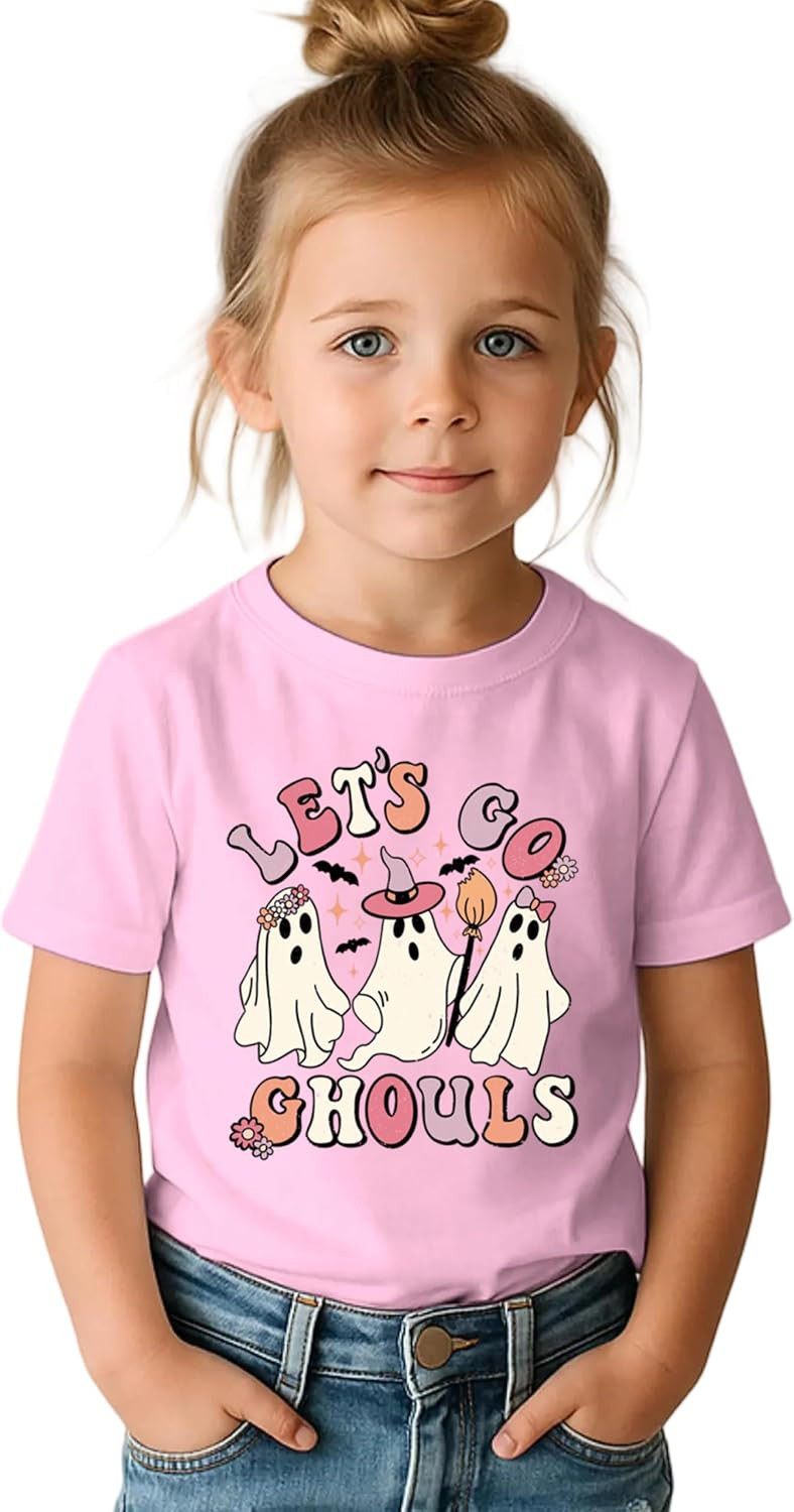 Toddler Girls Halloween Shirts Let's Go Ghouls Graphic T-Shirt Fall Tee Top | Amazon (US)