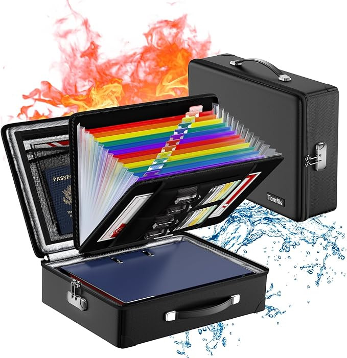 Fireproof Document Box with Fireproof Zipper, Hard Fireproof Safe Case with Lock, Fireproof Water... | Amazon (US)