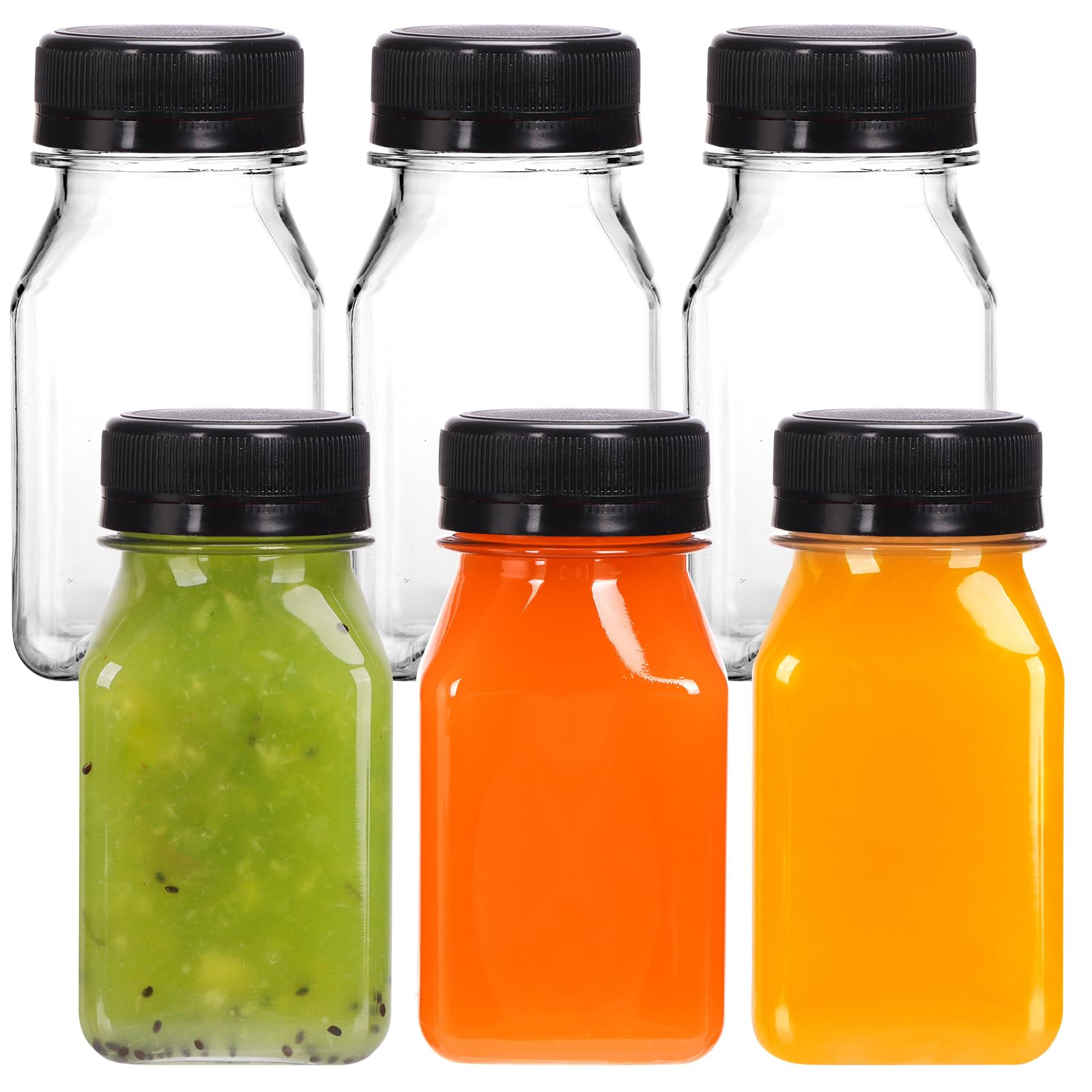 Moretoes 6pcs 4oz Plastic Juice Shot Bottles with Caps, Clear Empty Reusable Ginger Shots Bottles... | Amazon (US)