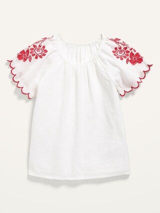 Toddler Girls / TopsEmbroidered Flutter-Sleeve Top for Toddler Girls | Old Navy (US)