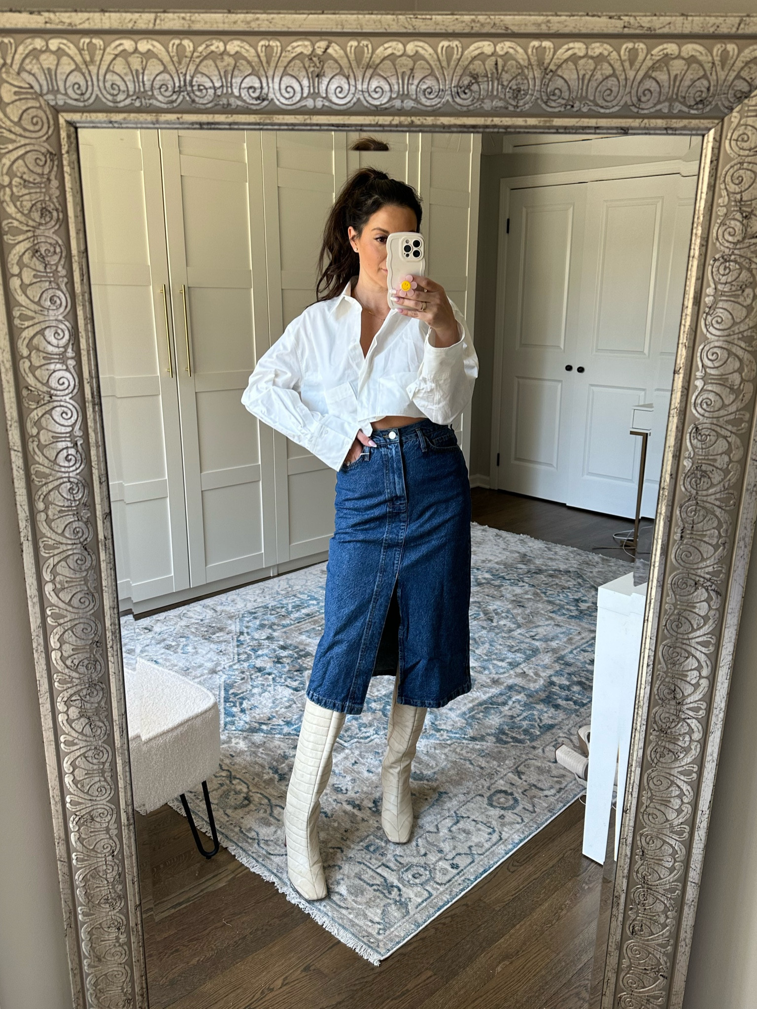 Denim midi skirt


#LTKunder100