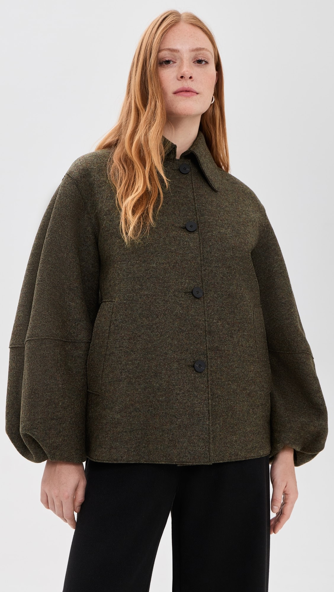 Harris Wharf London Puff Sleeves Pressed Wool Jacket | Shopbop | Shopbop