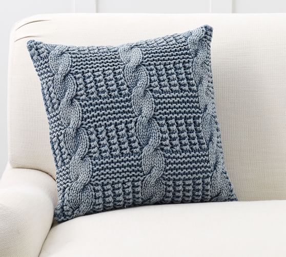 Stonewash Chunky Knit Pillow Cover | Pottery Barn (US)