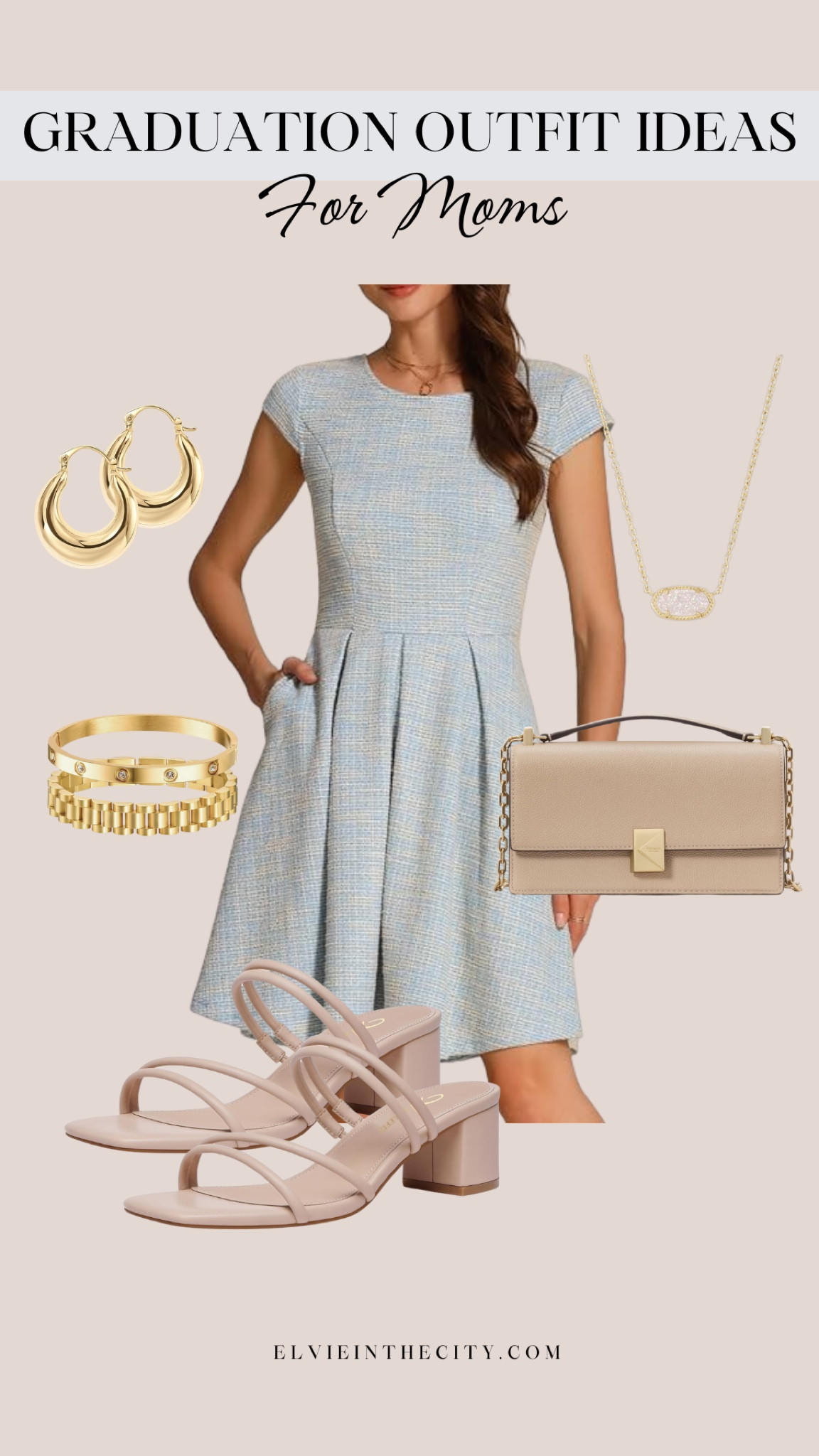 Graduation outfit idea for moms! I’ve paired this tweed cap sleeve dress with strappy chunky heels, a Kate Spade pebble leather bag, gold hoop earrings, a gold bracelet stack, and a Kendra Scott pendant necklace.

graduation outfit idea, spring dress, spring outfit, bridal shower, amazon fashion, affordable fashion, fashion over 40, over 50 style

#LTKShoeCrush #LTKFindsUnder50 #LTKStyleTip