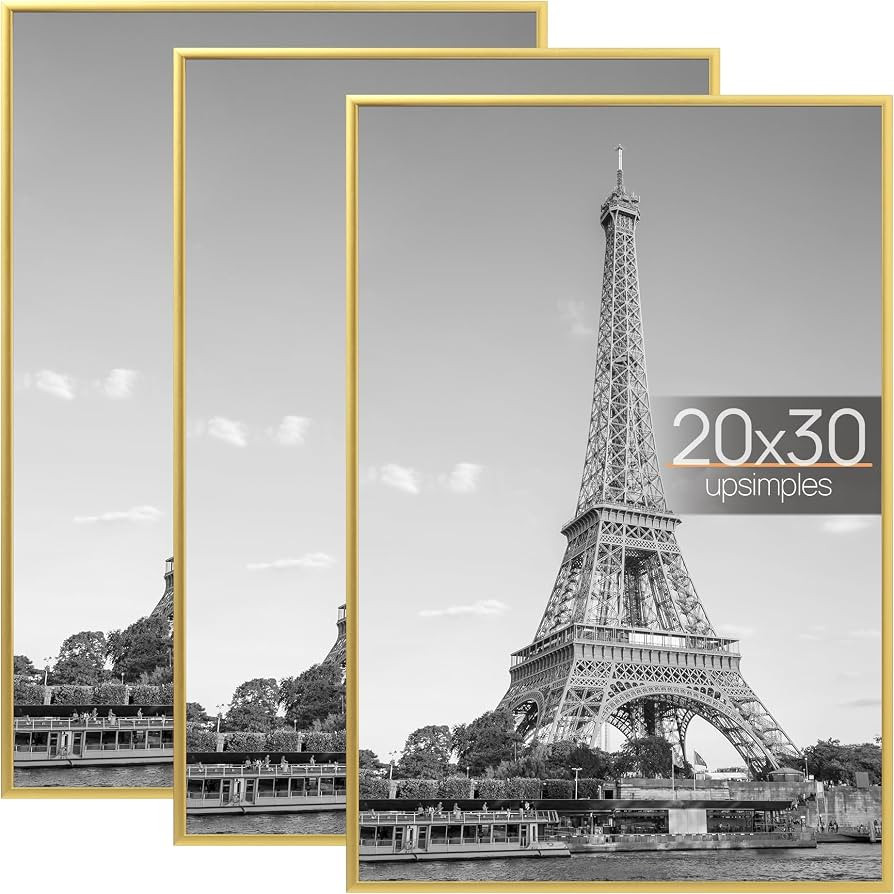upsimples 20x30 Poster Frame, Easy Slide-In Assembly, Gold, 3 Pack | Amazon (US)