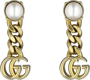 Gucci Imitation Pearl Logo Drop Earrings | Nordstrom | Nordstrom