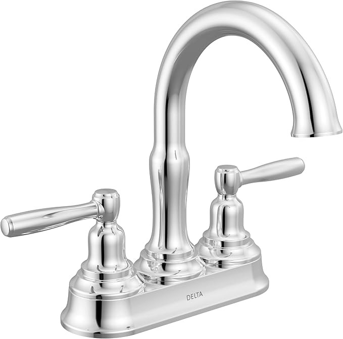 Delta Roe Centerset Chrome Bathroom Faucet, 4 Inch 3 Hole Bathroom Sink Faucet for Vanity, Push-P... | Amazon (US)