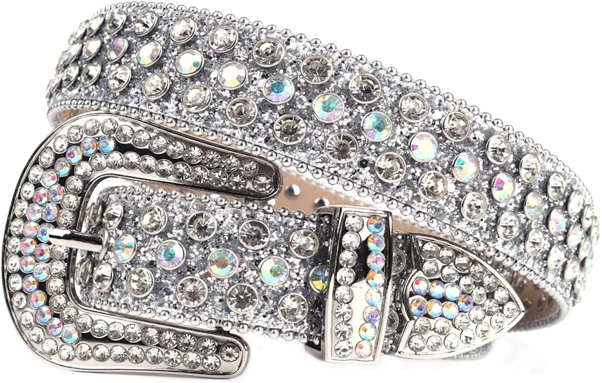 Luxury Strap Men Women Rhinestones Belt Western Bling Bling Crystal Diamond Studded Belts | Amazon (US)