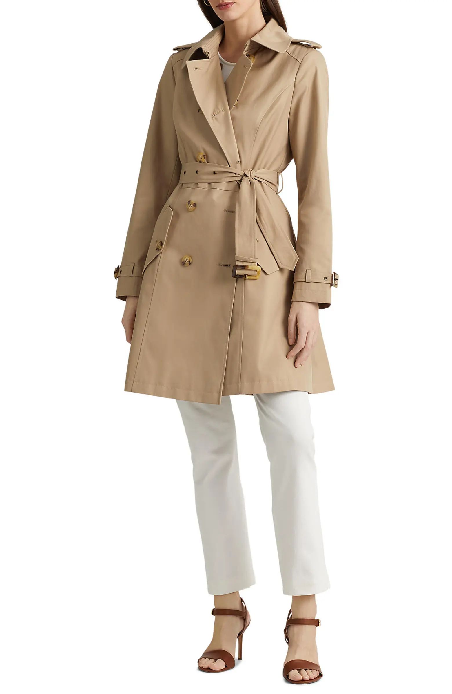 Double Breasted Water Repellent Cotton Blend Trench Coat | Nordstrom