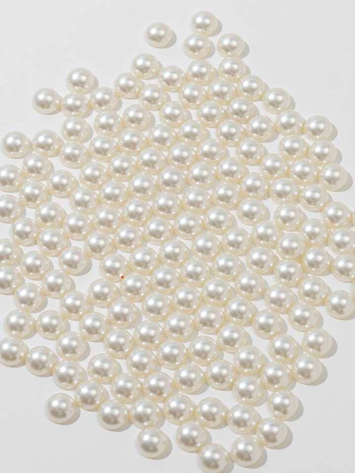 100pcs Half Round Milk White Plastic Pearl Beads Diy Accessories | SHEIN