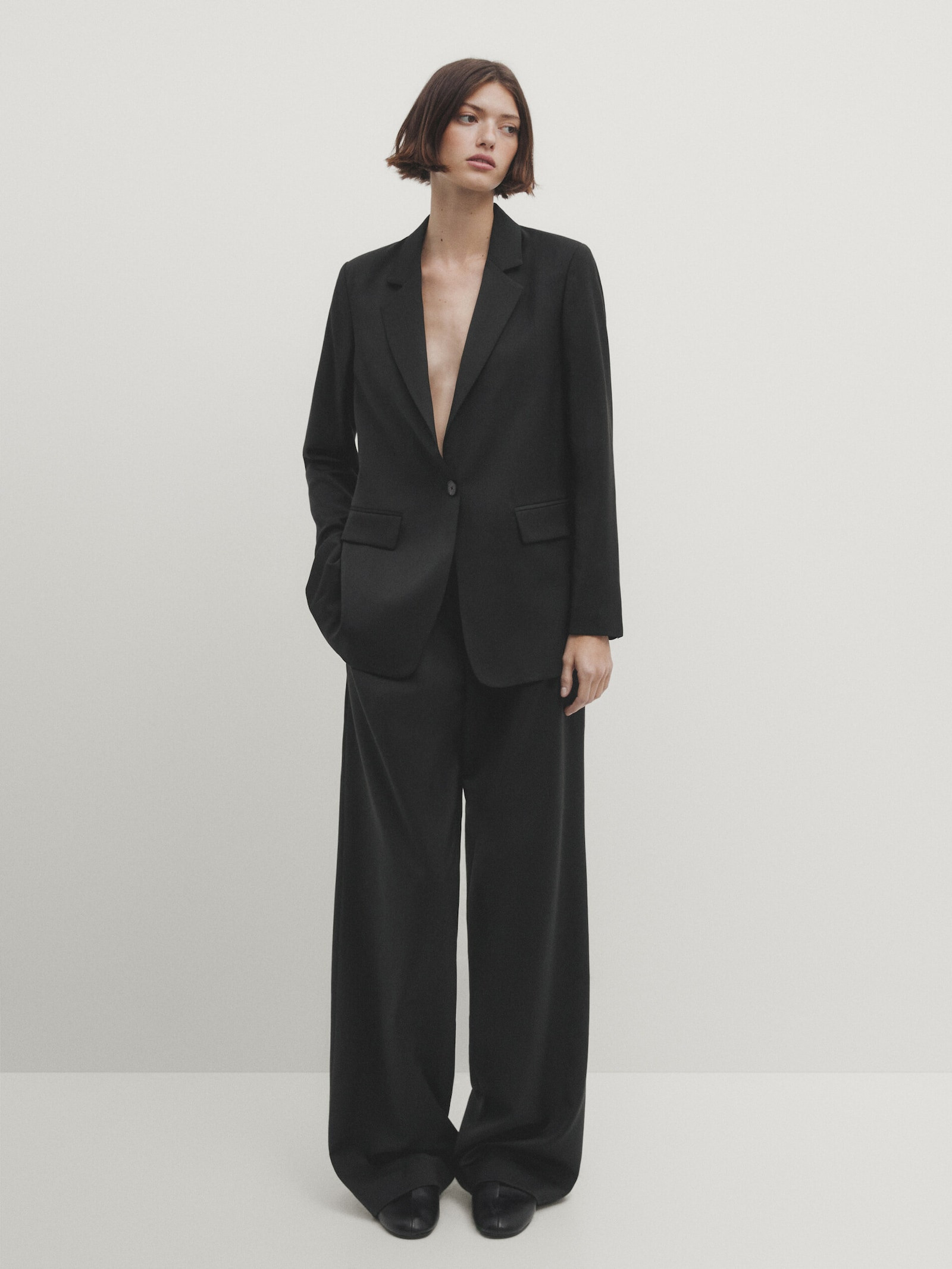 Long single-button suit blazer | Massimo Dutti US