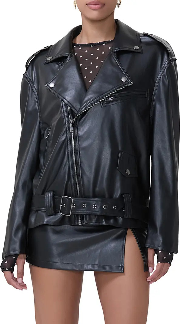Blaise Oversize Faux Leather Moto Jacket | Nordstrom