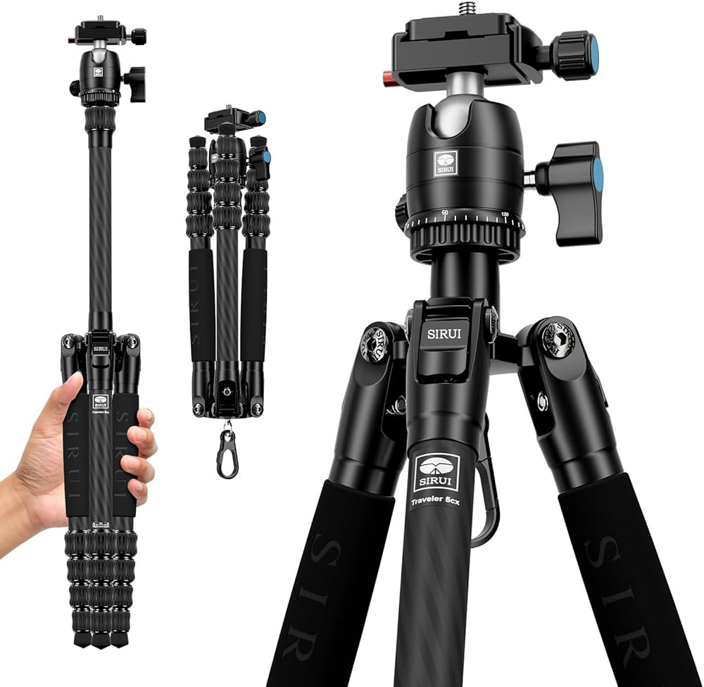 SIRUI 52" Carbon Fiber Travel Tripod, Compact Lightweight Camera Tripod, 360° Ball Head Detachab... | Amazon (US)
