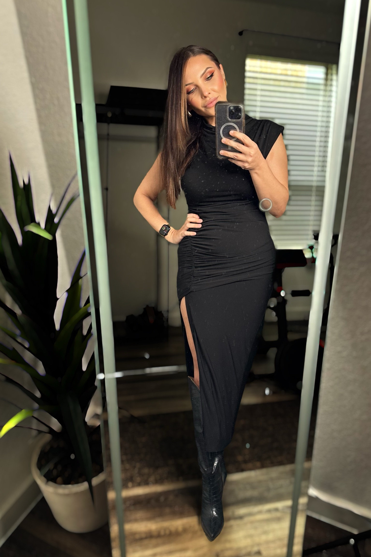 One of my favorite little black dresses 
This one is fully lined with flattering ruching 
Wearing a small

#LTKPetite #LTKOver40 #LTKxVICI