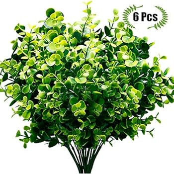 TEMCHY Artificial Plants Faux Boxwood Shrubs 6 Pack, Lifelike Fake Greenery Foliage with 42 Stems... | Amazon (US)