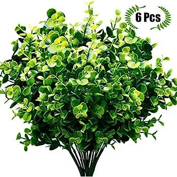 TEMCHY Artificial Plants Faux Boxwood Shrubs 6 Pack, Lifelike Fake Greenery Foliage with 42 Stems... | Amazon (US)