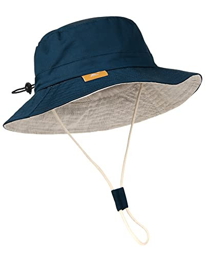 Baby Sun Hat for Boy Girl Toddler Summer Bucket Hat Kids Sun Protection Beach Hat Cotton Baby Hats Blue | Amazon (US)