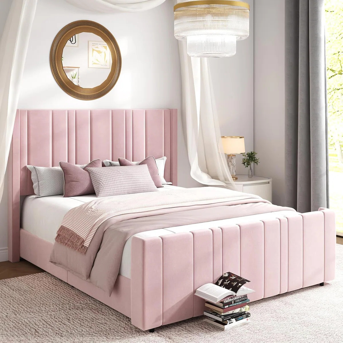 Upholstered Bed with Vertical Channel Tufted Headboard & 22" Footboard | Wayfair North America