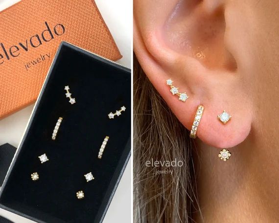Dainty Everyday Ear Stack Set • gift for her • bridesmaid gift • mothers day gift • gold ... | Etsy (US)