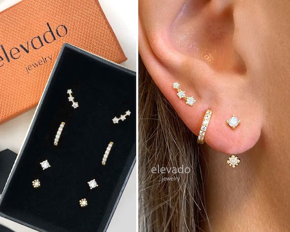 Dainty Everyday Ear Stack Set • gift for her • bridesmaid gift • mothers day gift • gold ... | Etsy (US)