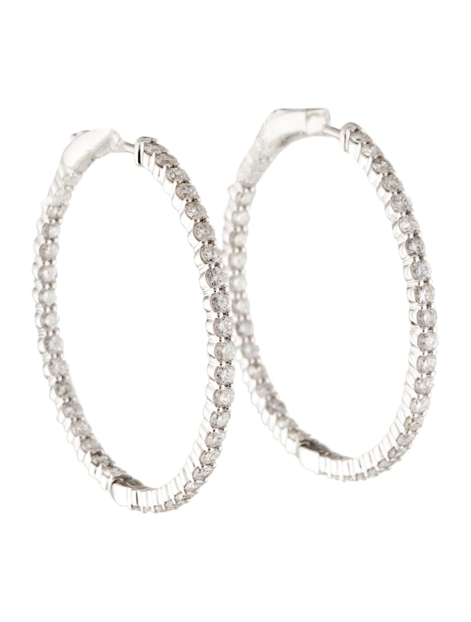 14K 3.09ctw Diamond Inside-Out Hinged Hoop Earrings | The RealReal
