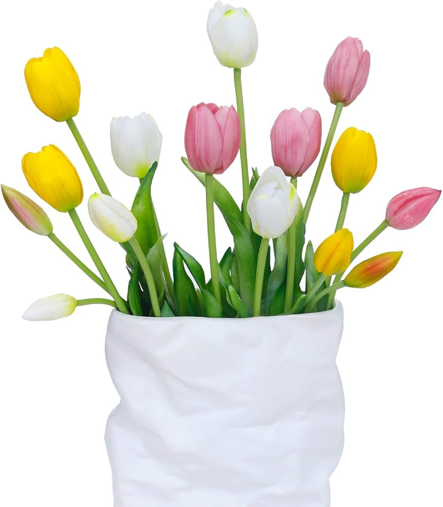 15 Pcs Artificial Flowers Tulips Real Touch Latex Plastic Soft Faux Bouquets for Party, Wedding, ... | Amazon (US)