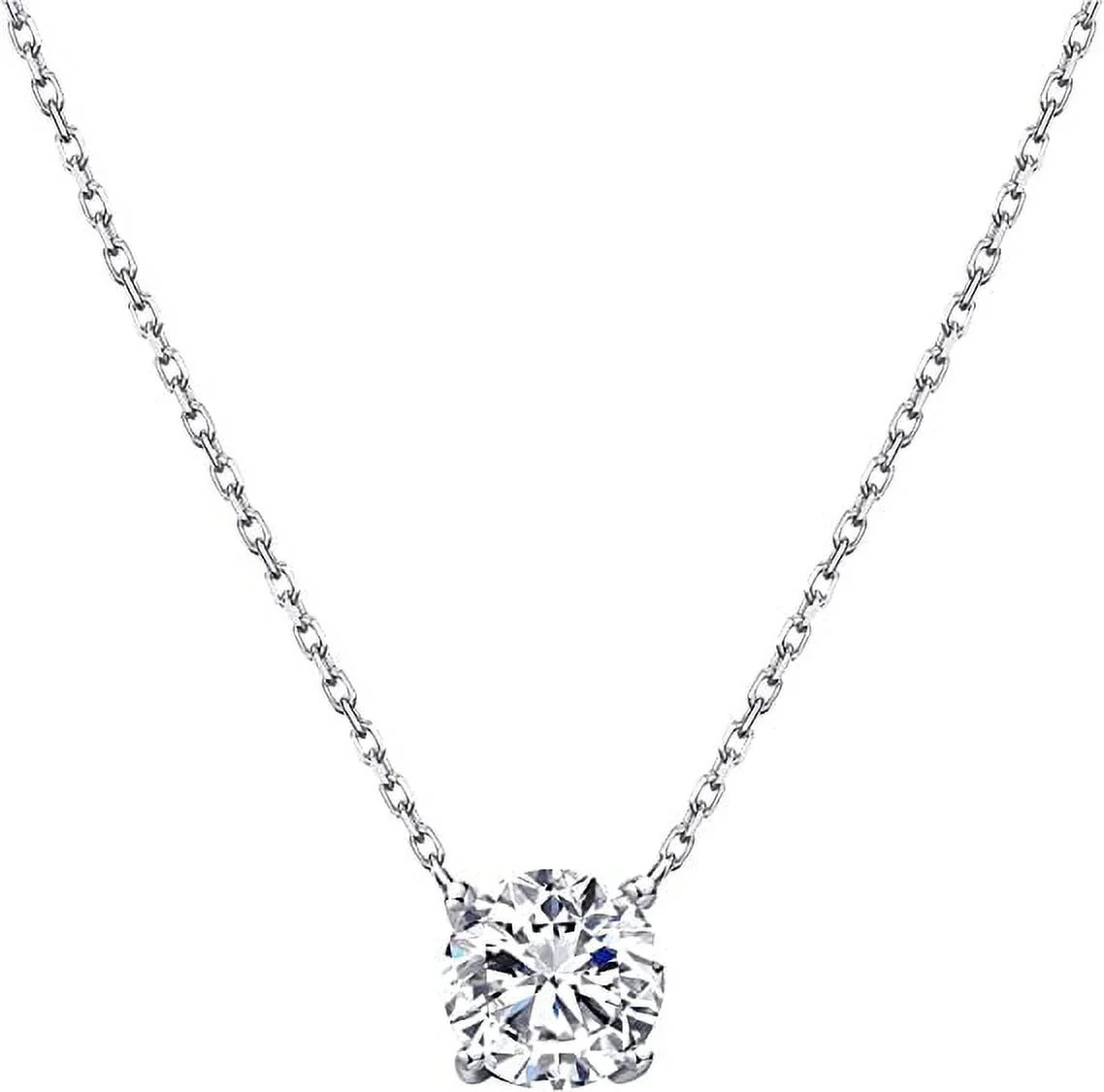 S.Leaf Dainty Cubic Zirconia Necklace Solitaire Necklace Sterling Silver CZ Diamond Pendant Neckl... | Walmart (US)