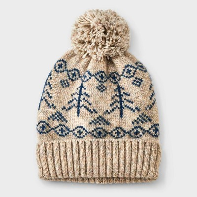Boys' Marled Pom Beanie Knit Hat - Cat & Jack™ Tan/Blue | Target