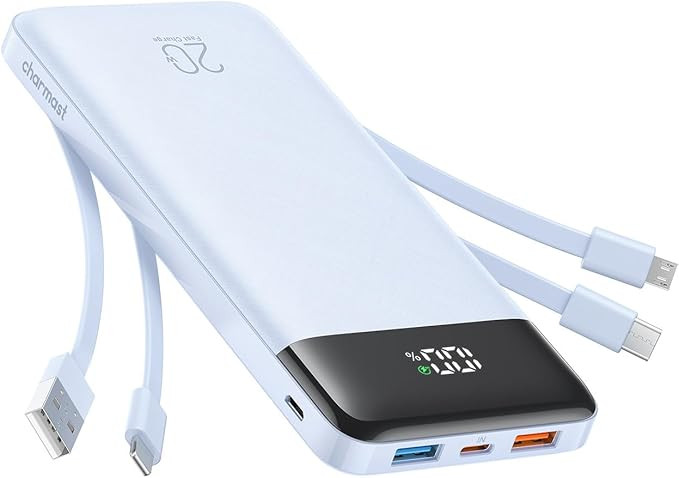 charmast Portable Charger Built-in Cables, 20000mAh Power Bank 6-Output | Amazon (US)