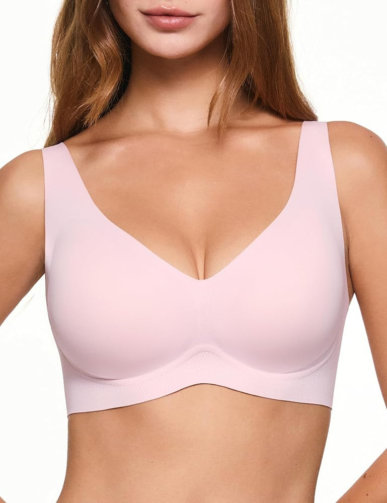 Deep V Bras for Women, Wireless Push Up Plunge Bra Seamless Supportive No Underwire T-Shirts Bral... | Amazon (US)