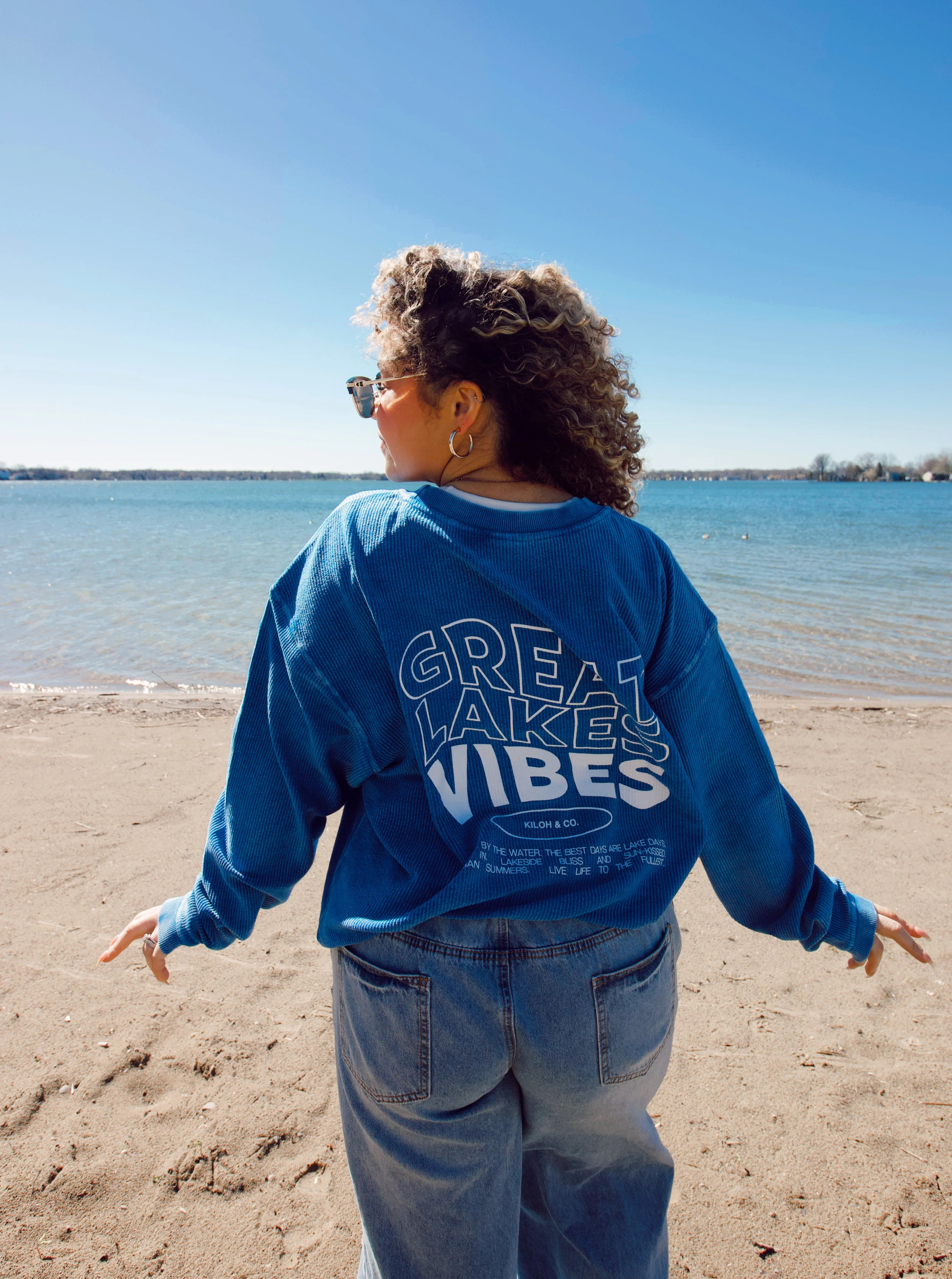 Great Lakes Vibes Blue Corded Crew | Kiloh + Co.