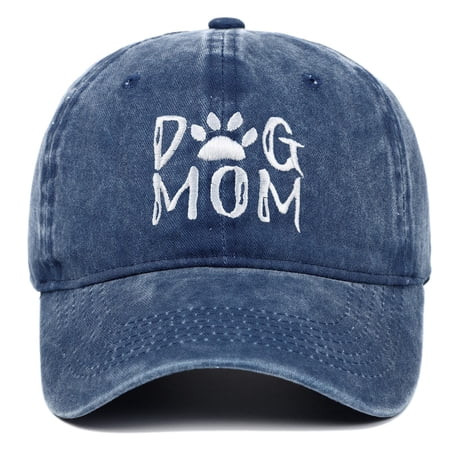 Baseball Caps Washable Cotton Sun Cap Dog Mom Embroidered Washed Baseball Cap Outdoor Adjustable Sun Hat For Women Navy One Size | Walmart (US)