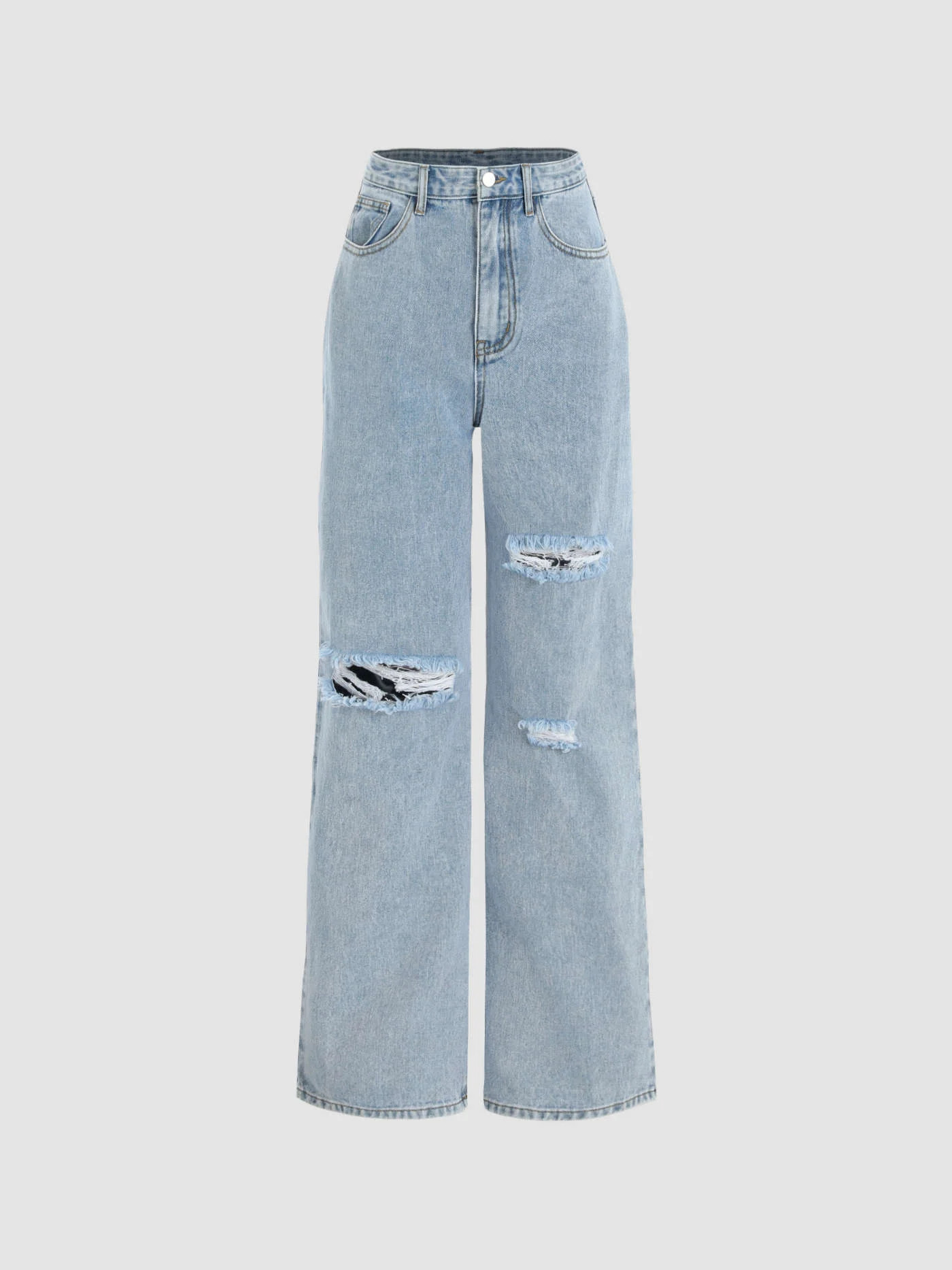 Denim Classic Ripped Straight Leg Jeans | Cider