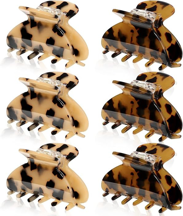 WILLBOND 6 Pcs Medium Hair Claw Clip for Thin Hair Women, Colorful Patterns | Amazon (US)