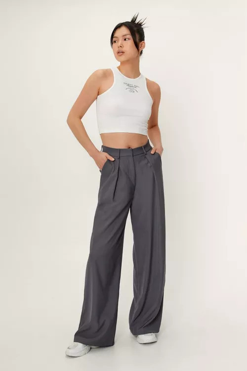 Double Pleated Tailored Trousers | Nasty Gal (US)