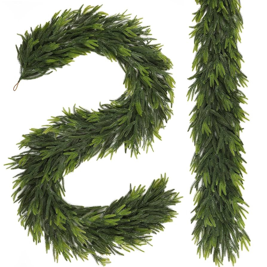 N&T NIETING 2 PCS Christmas Norfolk Pine Garland, Real Touch Pine Garlands Faux Greenery Garland ... | Amazon (US)