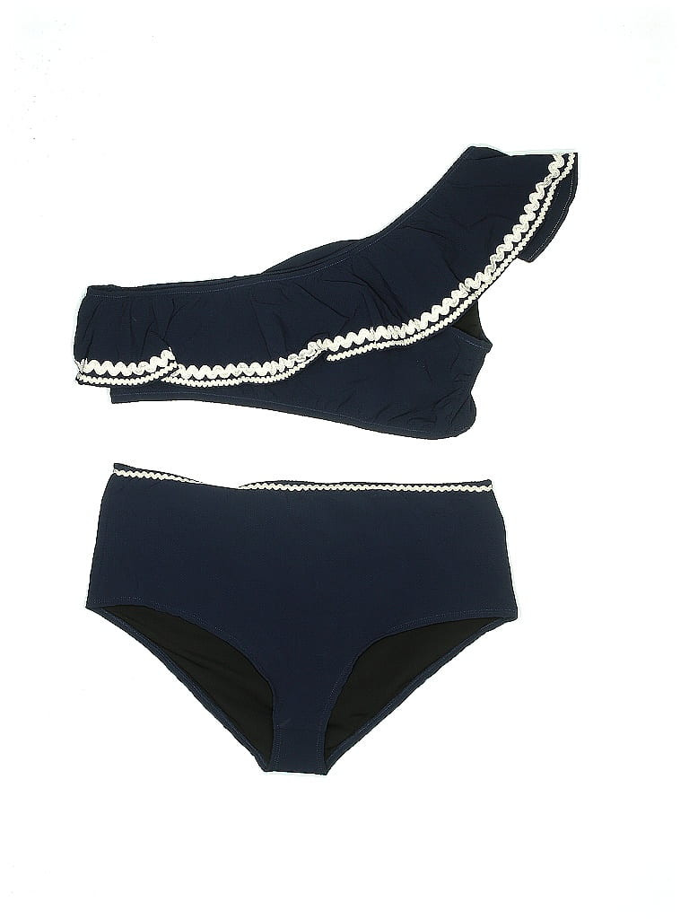 J. Crew Two Piece Swimsuit: Blue Solid Swimwear - Size 2X-Large | ThredUp