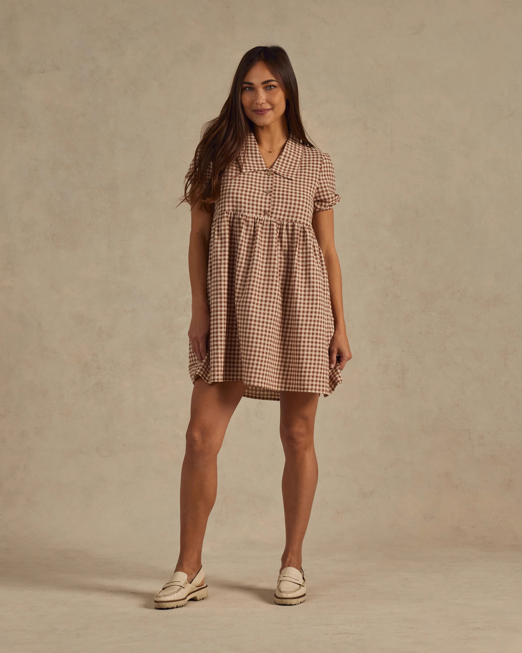 Camille Dress | Brown Gingham | Rylee + Cru