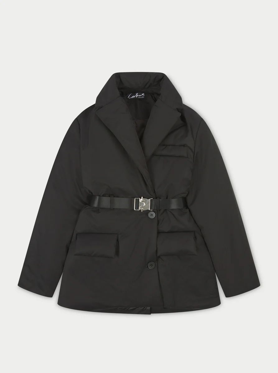 PADDED BLAZER COAT - BLACK | The Couture Club