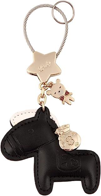 MILESI Horse Leather Keychain for Women Cute Key Ring for Car Key | Amazon (US)