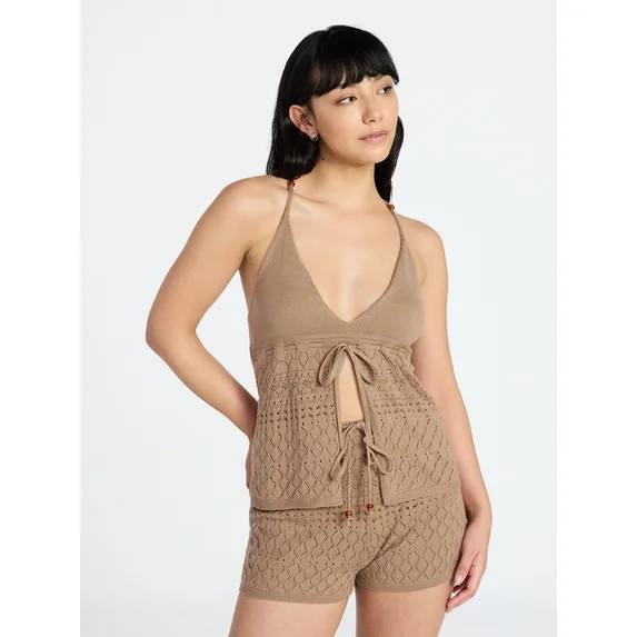No Boundaries Cami Top with Beads and Shorts Set, 2-Piece, Women's XXS-XXL | Walmart (US)