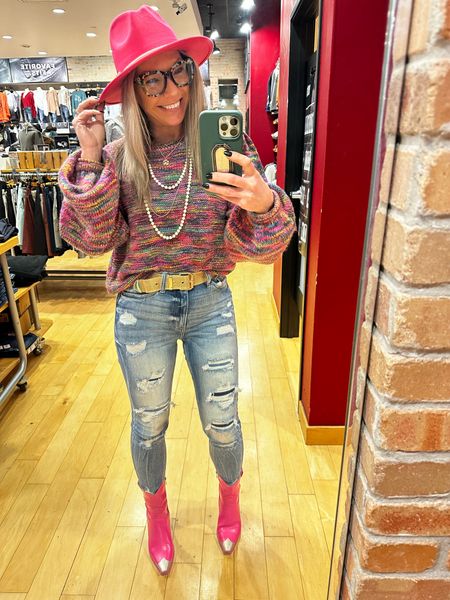 I’m a Buckle team member and obsessed with this clearance sweater but it’s not available for online ordering anymore. You can check with any buckle store to see if it’s available for special order. Willow and Root multi colored marled sweater.. be sure to check online clearance for some other great deals. I’ve linked similar products. BUT CHECK OUT THE Beast Fashion pink BOOTS!!!  True love- perfect for Valentines Day  

#LTKunder50 #LTKunder100 #LTKsalealert