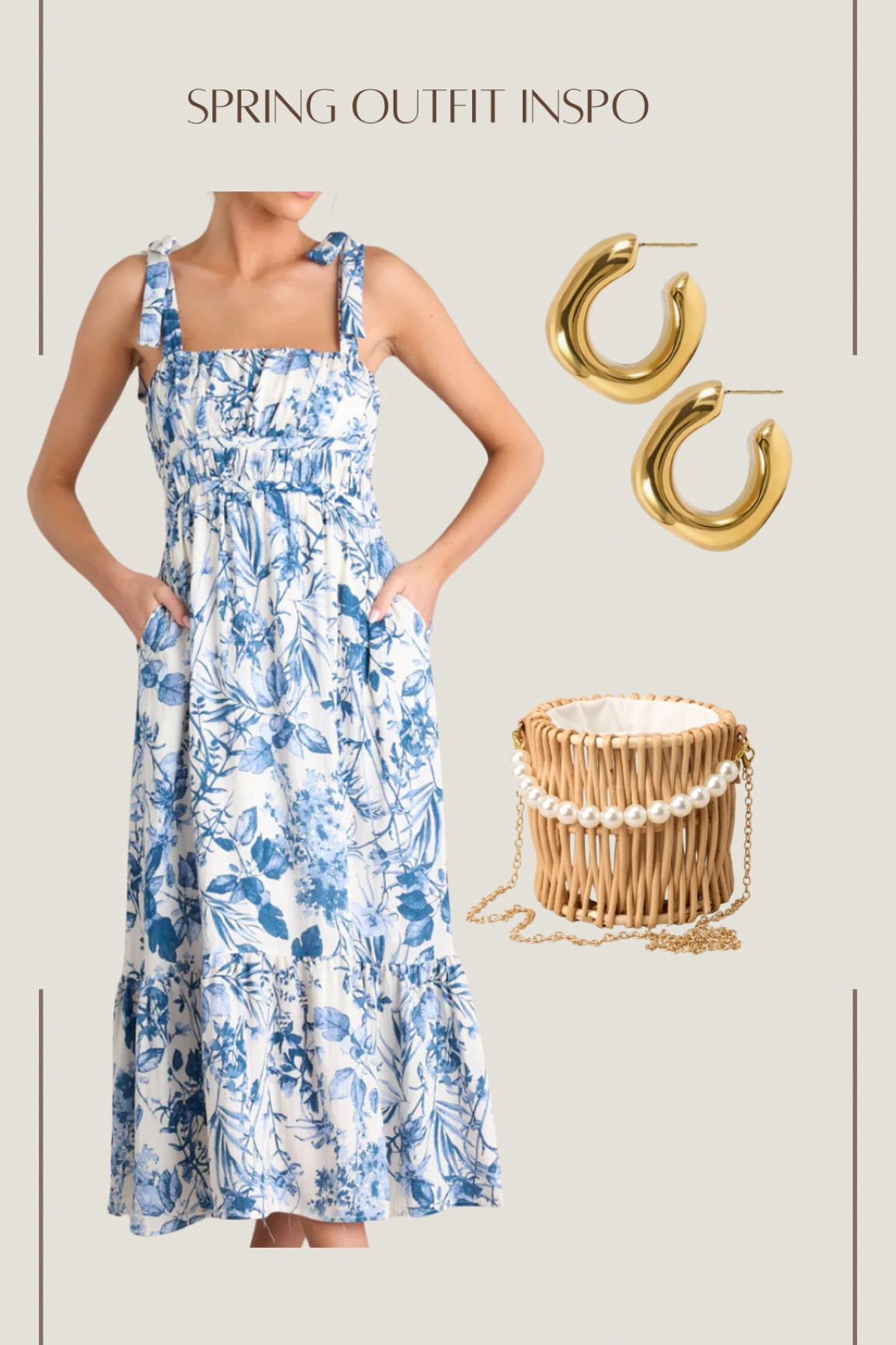 Spring outfit inspo 
Blue and white midi dress
Amazon gold chunky hoops
Summer outfit
Spring dress

#LTKstyletip