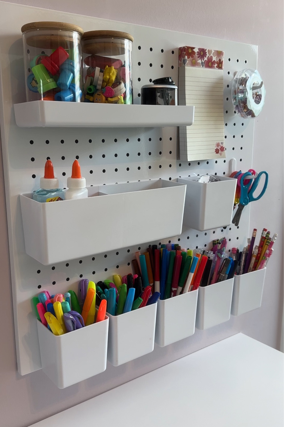 Art station pegboard! Perfect
For a kids room, above a desk, or a playroom! 

#LTKHome #LTKFindsUnder50 #LTKSaleAlert