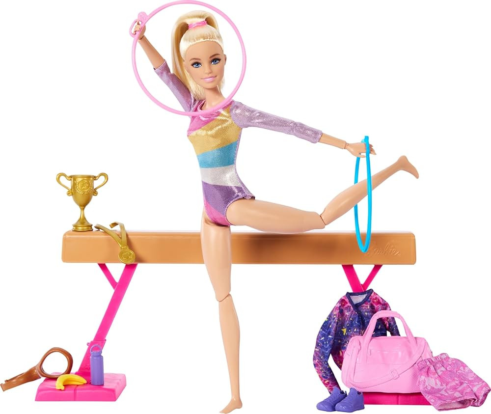 Barbie Careers Playset, Gymnastics Set with Blonde Gymnast Fashion Doll, C-Clip for Flipping Acti... | Amazon (US)