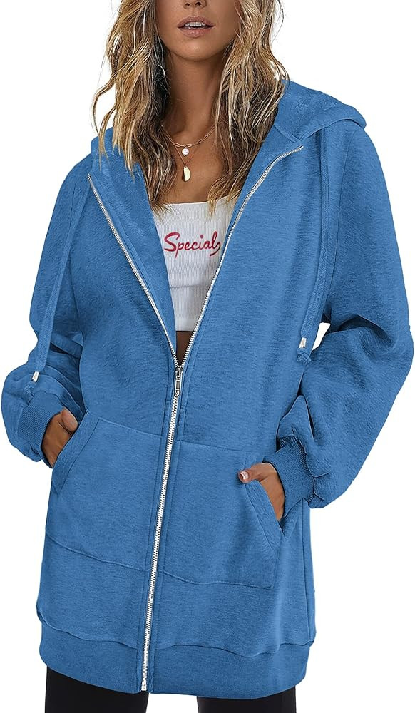 Zeagoo Zip Up Hoodies For Women Long Sleeve Oversized Sweatshirts Casual Lightweight Fleece Jacke... | Amazon (US)