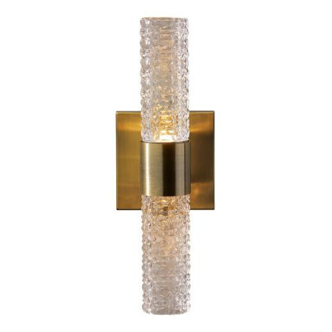 Harriet Antique Brass And Textured Glass LED Wall Sconce | World Market