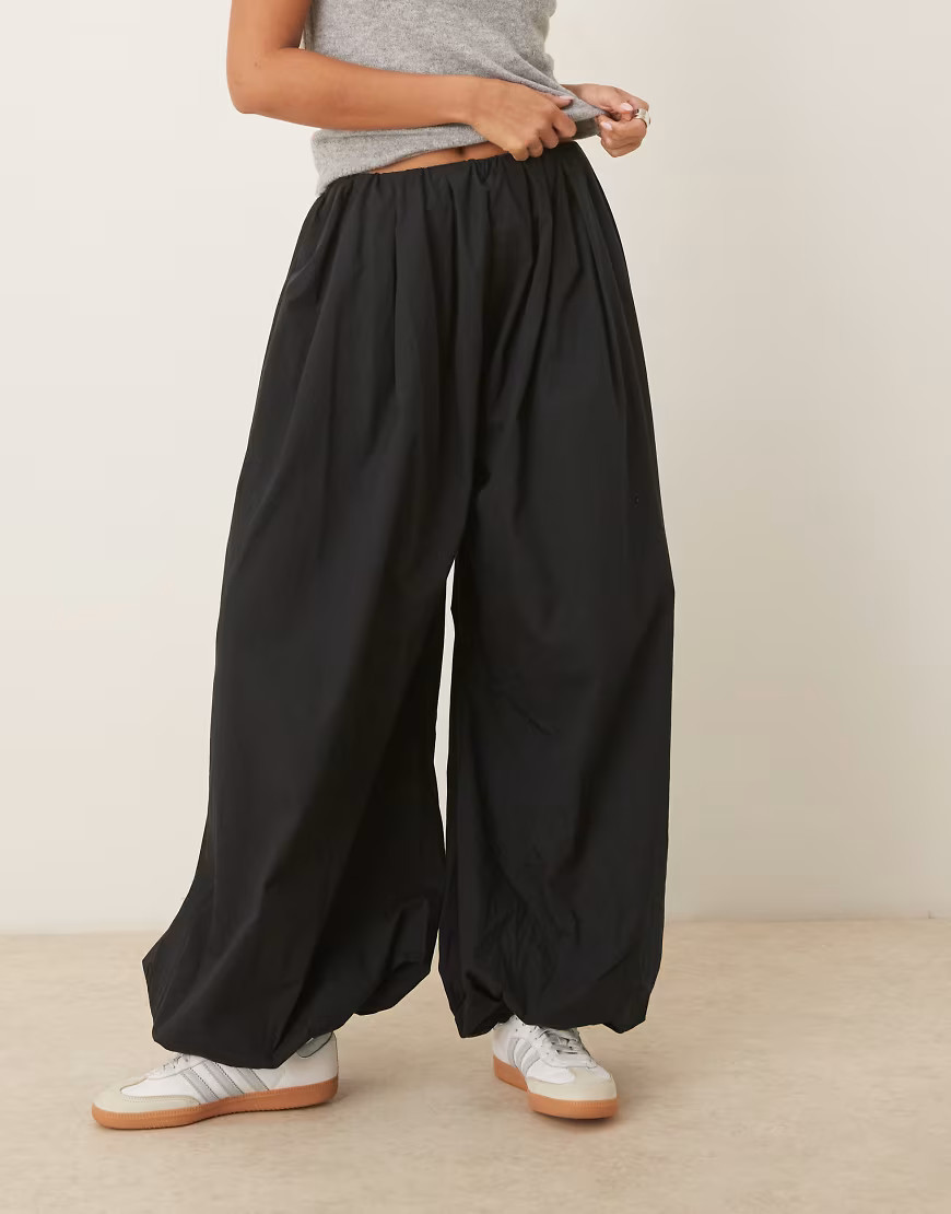 ASOS DESIGN cotton balloon trouser in black | ASOS (Global)