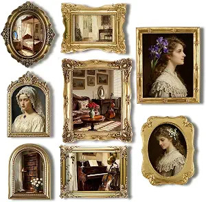 8 Pcs Vintage Picture Frames Set for Gallery Wall, Antique Gold Resin Photo Frames Collage Assort... | Amazon (US)