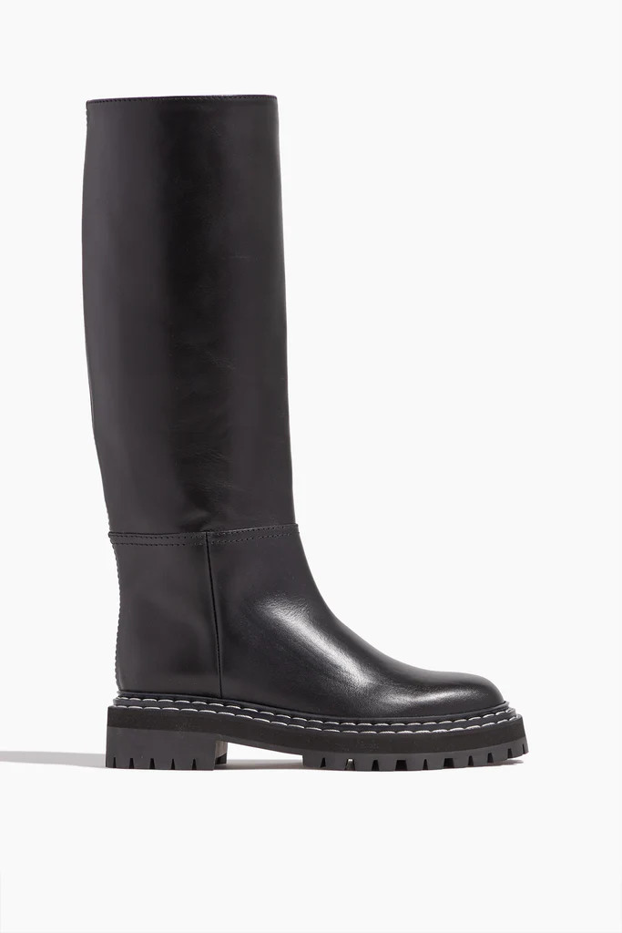 Lug Sole Knee High Boots in Black | Hampden Clothing